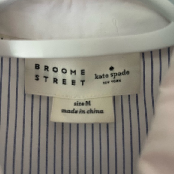 Kate Spade Broome Street collection button down top navy/white stripe size med - Picture 3 of 3